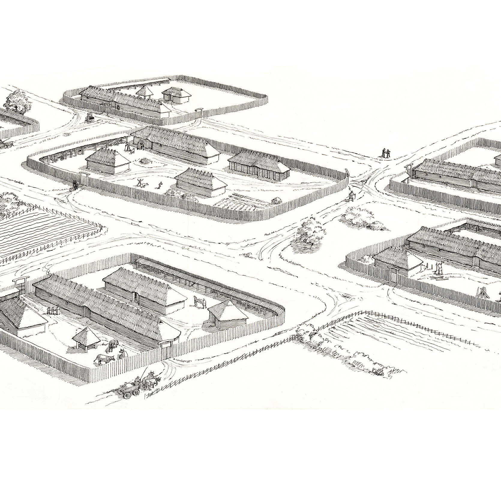 Stregtegning, jernalderlandsby