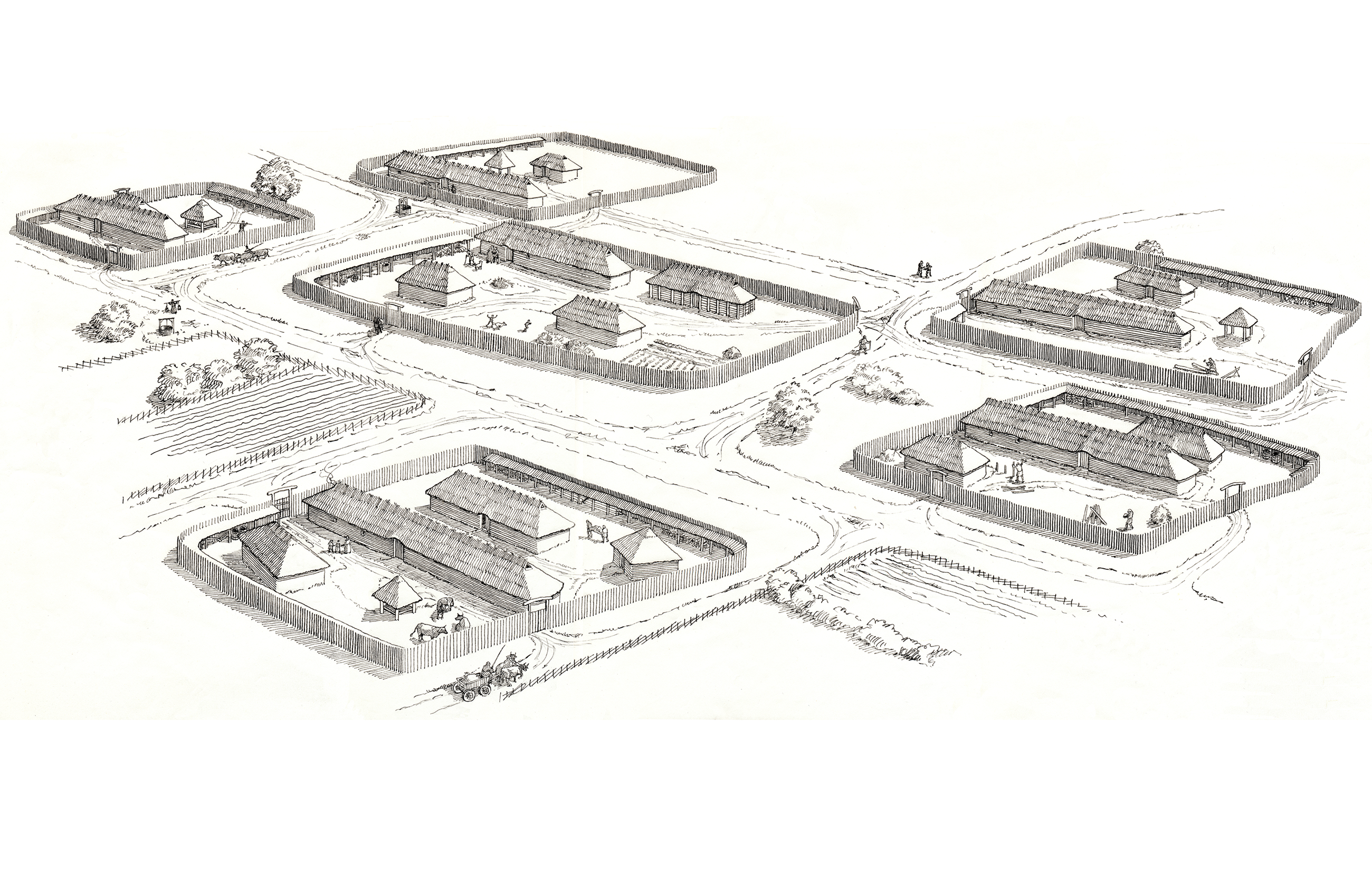 Stregtegning, jernalderlandsby