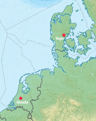 Fælles for alle stemplerne på de fundne kridtpiber er, at de stammer fra værksteder i den hollandske by Gouda.