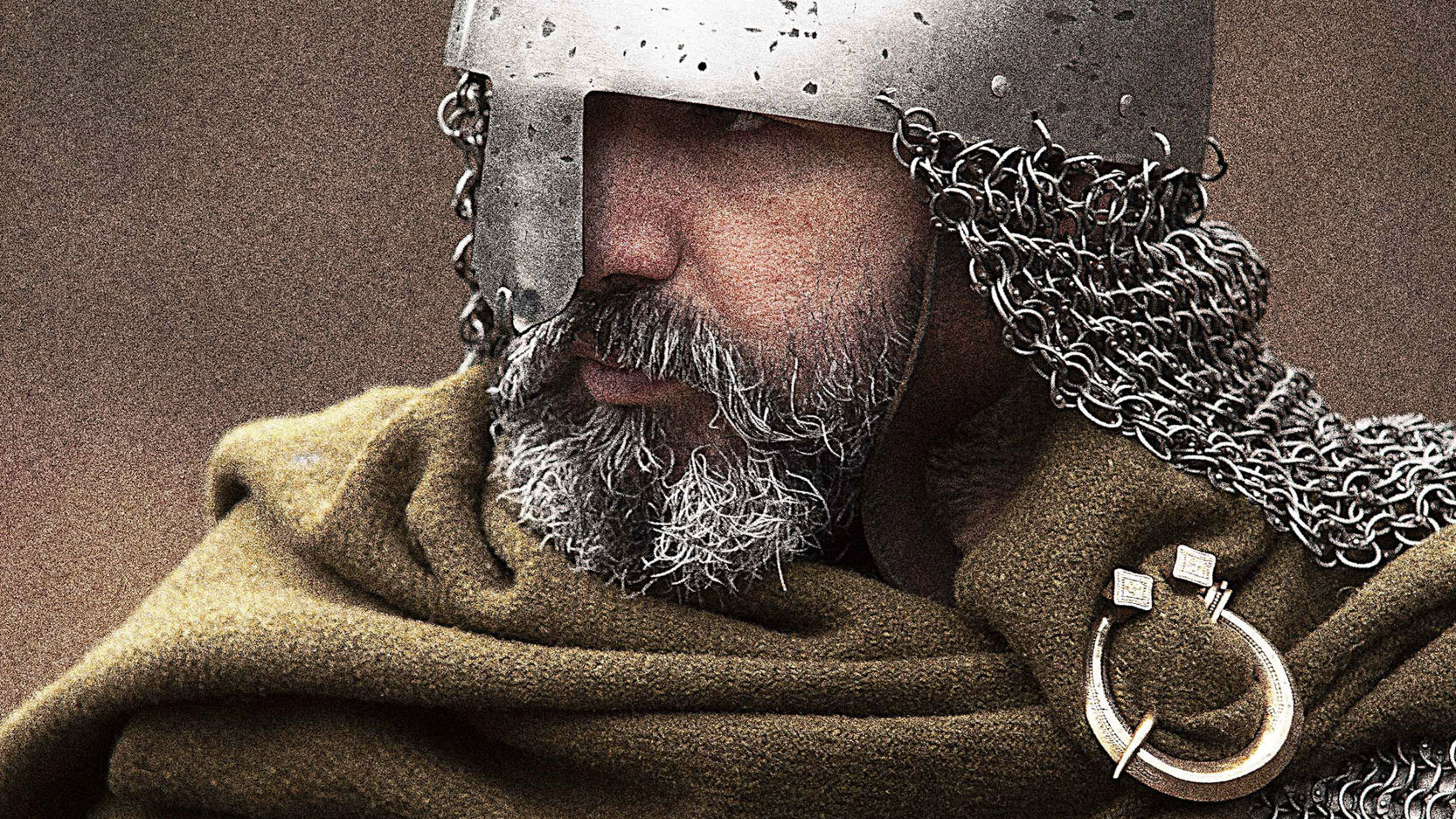 Viking i hjelm og ringbrynje med grøn kappe