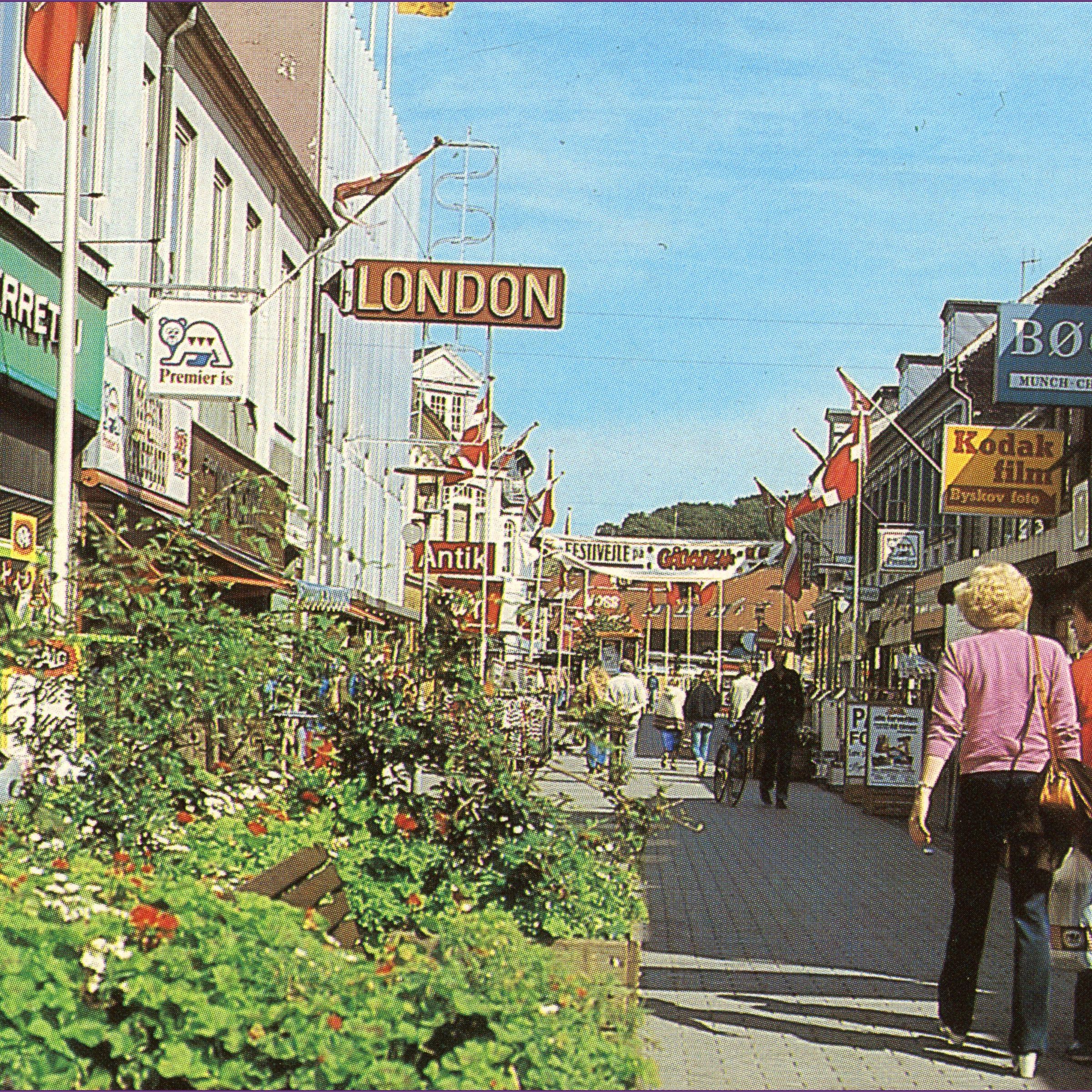 Butikker i Nørregade, Vejle, ca. 1979.