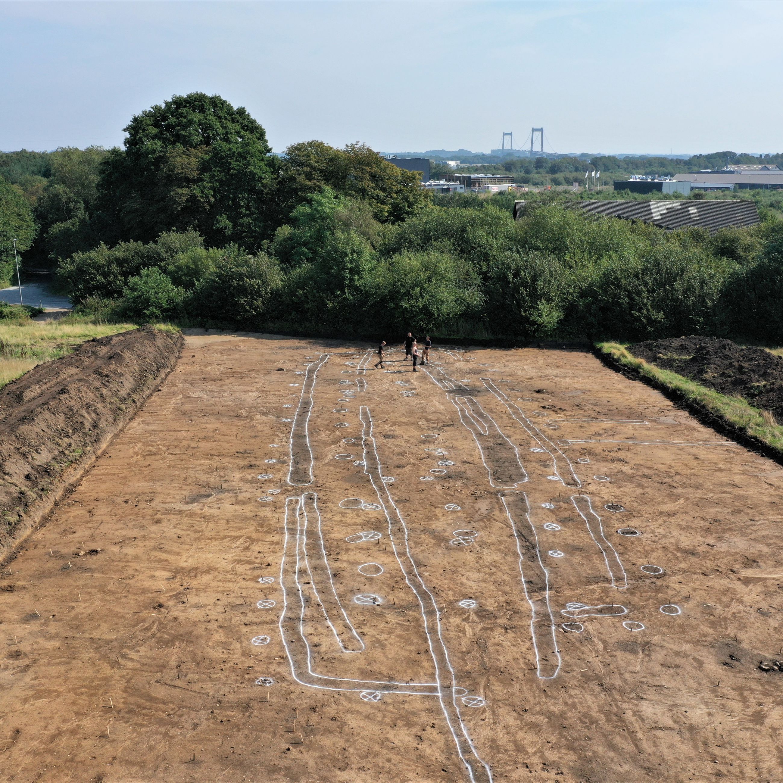 Vikingetidshal ved Erritsø. Dronefoto 2