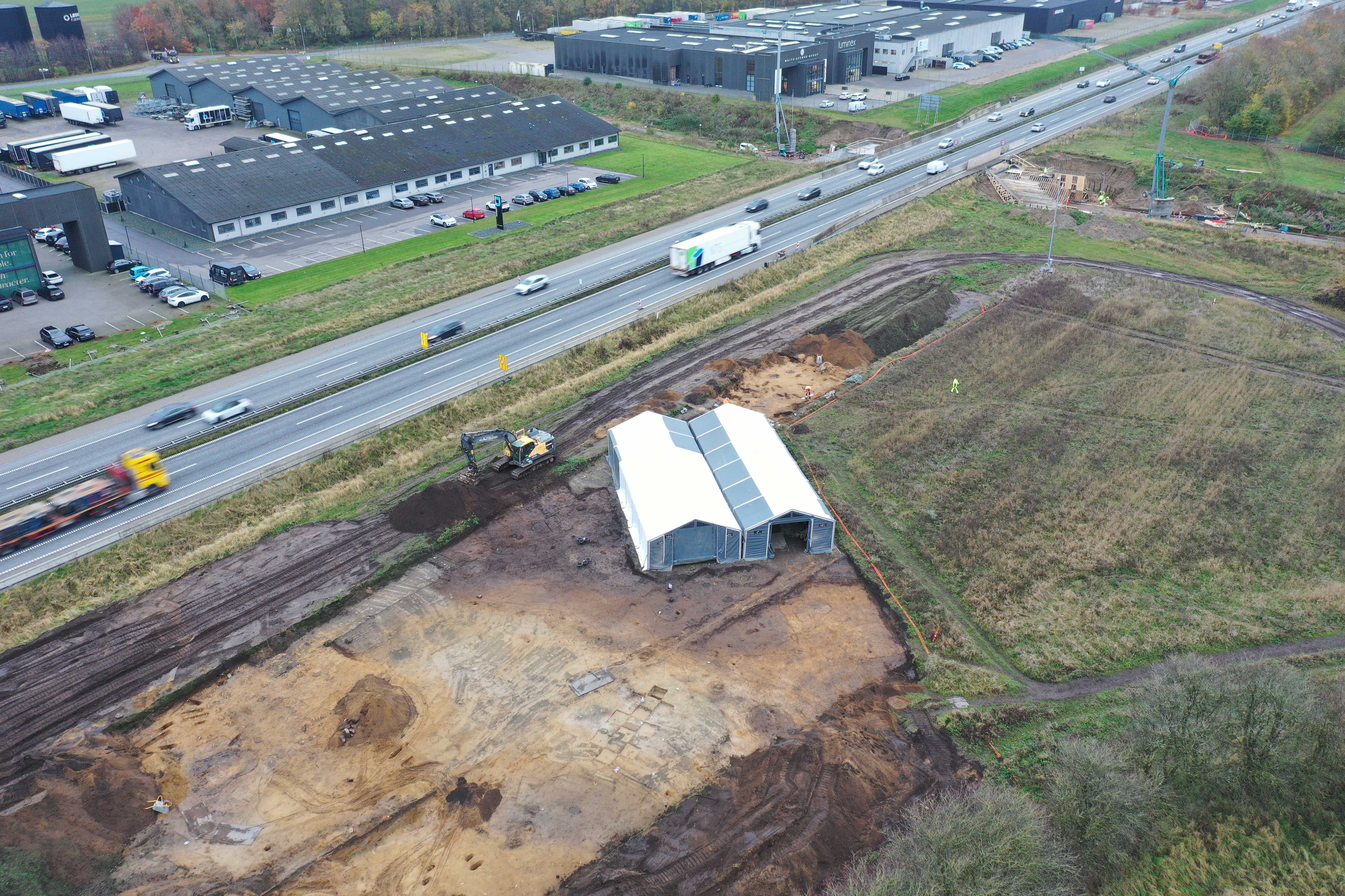 Dronefoto af udgravningen